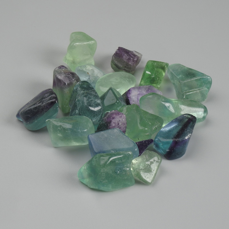 Fluorite natural processed stone, diameter 15-35×9-18×9-13mm± (assorted sizes) (Price per 100 g)