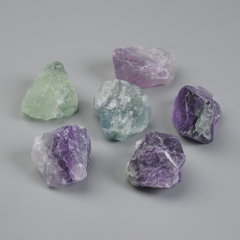 Fluorite natural rough stone, diameter 18-35×15-35mm± (assorted sizes) (Price per 100 g)
