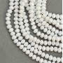 Beads on thread Czech Glass Crystal White Matte Faceted Rondelle 8×6mm +-, length 39cm +