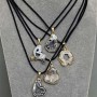 Agate Slice Druzy Pendant, 23-25×20-22mm, ± length 32-37mm, multi-size on cord, 56cm± length with adjustable drawstring