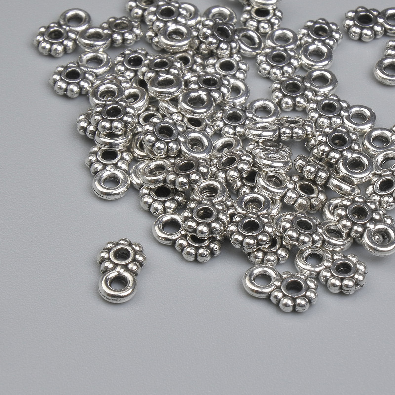 Jewel bail in metal colour silver, diameter 6.5×4mm± hole diameter 1.3mm± packaging 55pcs+
