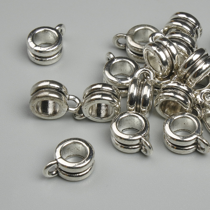 Silver Bail Metal Colour Silver, size 9×4mm± holes 2mm±, diameter 4, 8mm± packaging 19pcs
