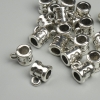 Metal finish bail silver colour, size 6x8mm±, holes 2.2mm and 4mm±, packaging 19 pcs