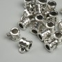 Metal finish bail silver colour, size 6x8mm±, holes 2.2mm and 4mm±, packaging 19 pcs