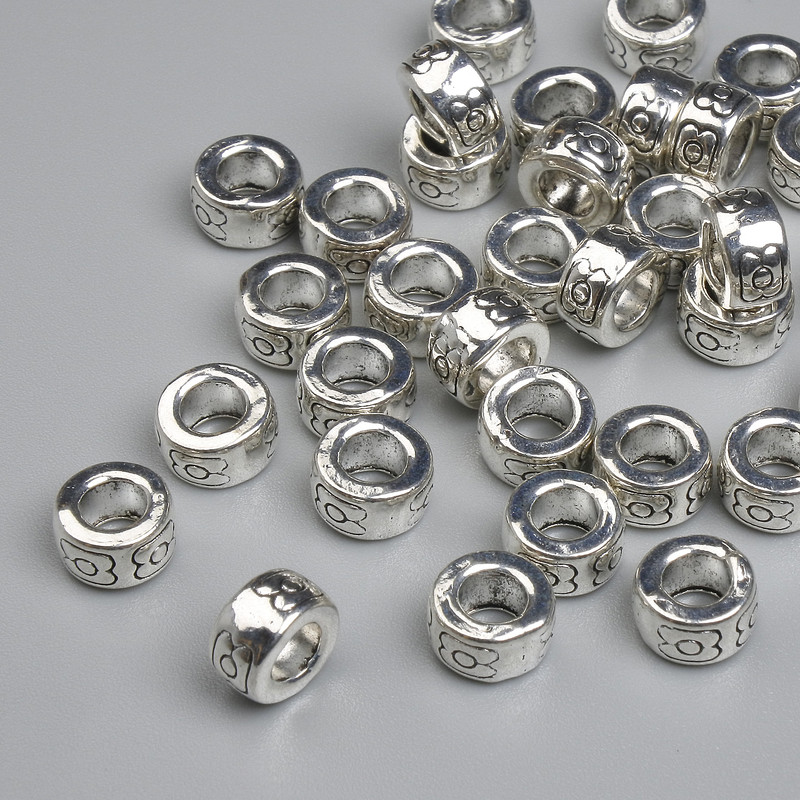 Pendant bead insert colour metal: silver, diameter 7×4mm± hole, diameter 3.6mm± pack 20g ~35 pieces +