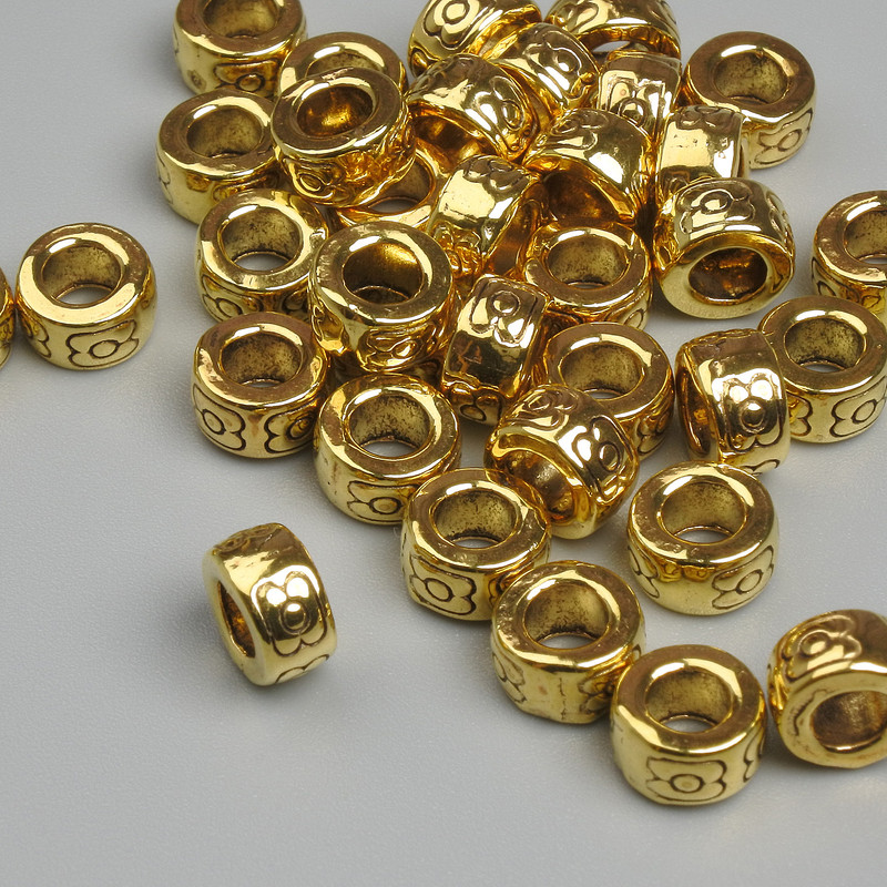 Pendant bead insert color metal gold, diameter 7×4mm± hole, diameter 3.6mm± packaging 20 g ~33 pcs +