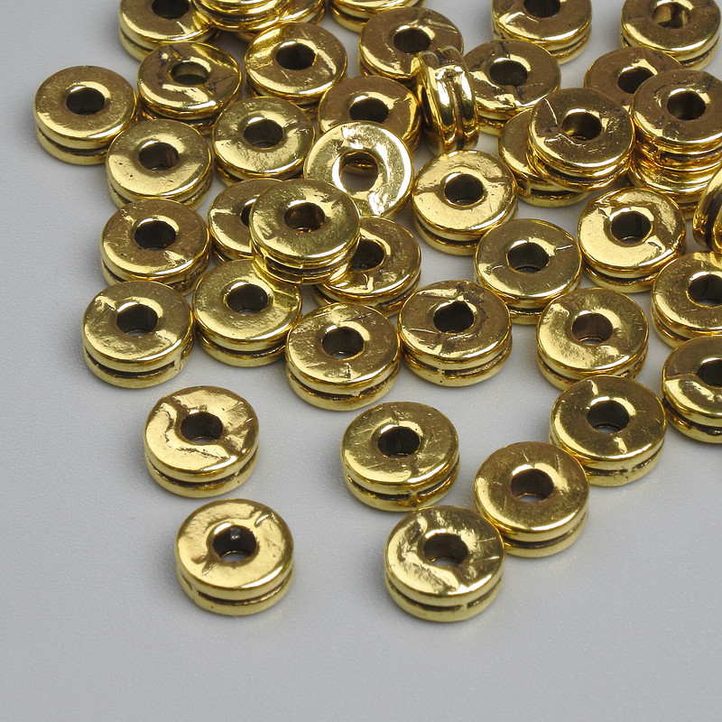 Bead Insertion Findings, metal colour in gold, diameter 6x2mm± hole, diameter 2.3mm± packaged 20 g ~48pcs +