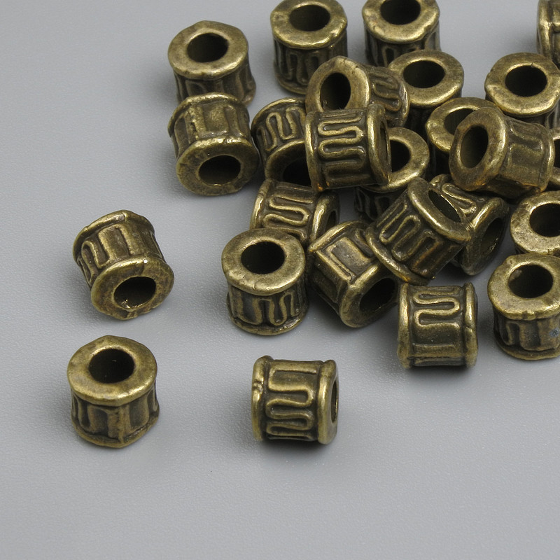 Bronze Bead Inset 5x5mm diameter, hole about 3mm, packaging ~26 pcs +