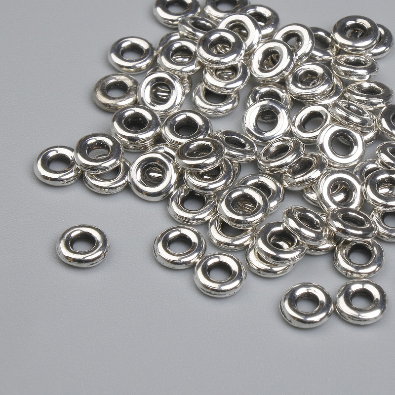 Bead Insertion Findings, Silver-Coloured Metal, 5 mm ± bead diameter, 1.7 mm ± hole, pack ~90 pcs