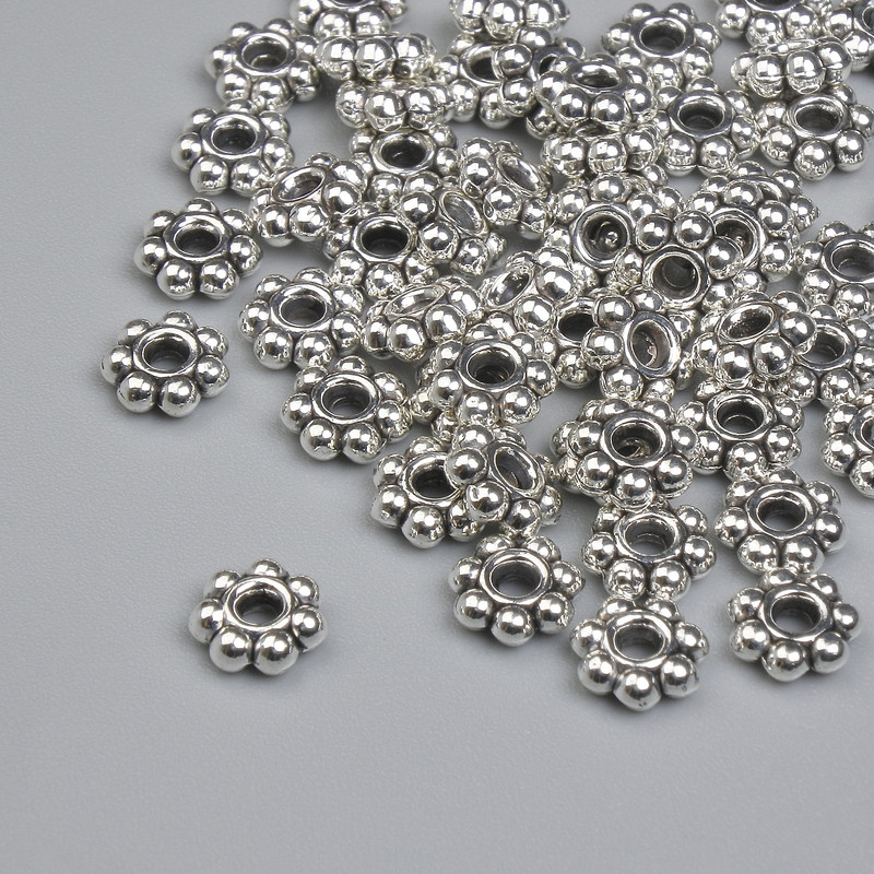 Bead Findings insert bead colour of metal silver, diameter 6mm± hole, diameter 1.7mm± packaging ~55pcs +