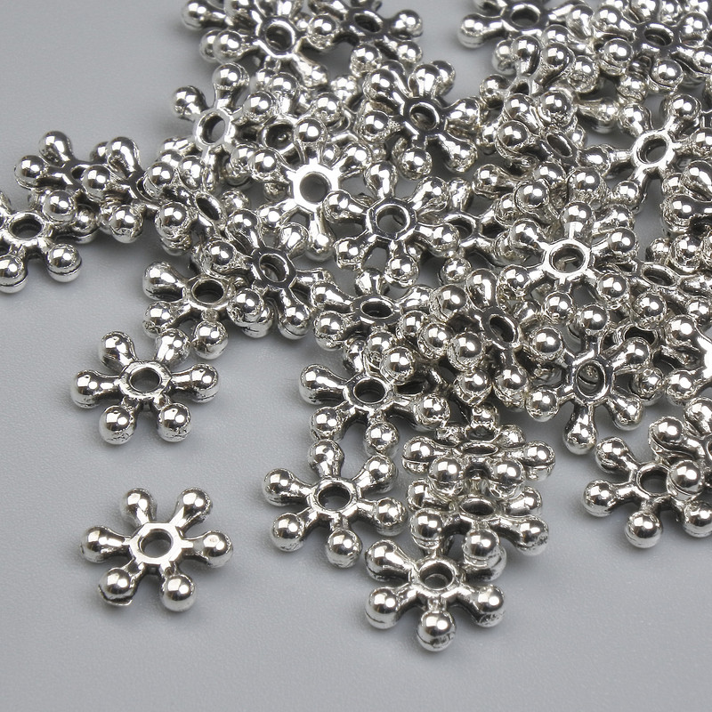 Bead Findings Inlay Bead Color of Metal Silver, diameter 7mm± hole diameter, diameter 1.4mm± packaging ~54 pcs +