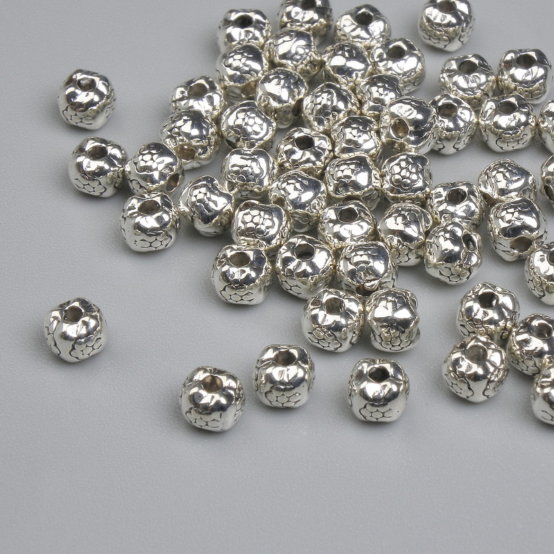 Pendant bead insert colour: silver metal, diameter 4×3.5 mm ±, hole diameter ~1.3 mm, packaging ~54 pcs