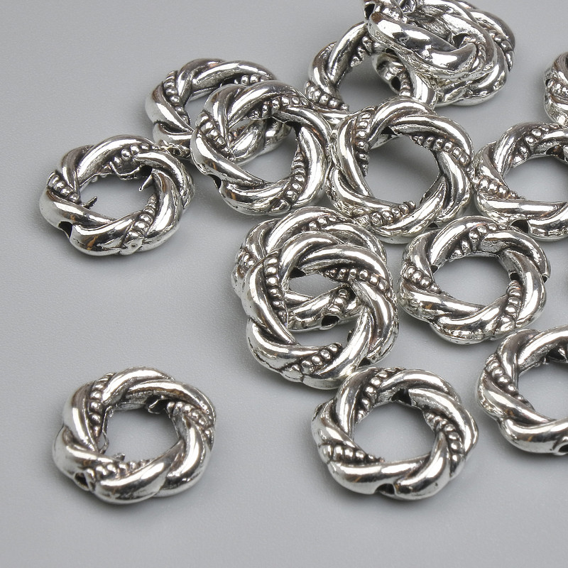 Bead Insert - Silver Coloured Metal, 11mm diameter ± hole 5mm ± packaging ~16 pcs +