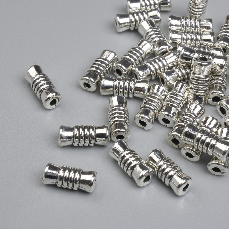 Bead core plug colour of metal silver, diameter 9.5×4 mm ± hole 1.5 mm ± packaging ~27 pcs