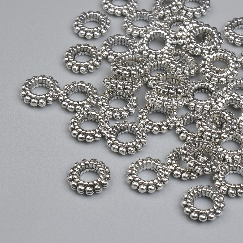 Bead Findings Inlay Bead, metal colour Silver, diameter 7.5mm± hole diameter 3.5mm± packaging ~40 pcs +
