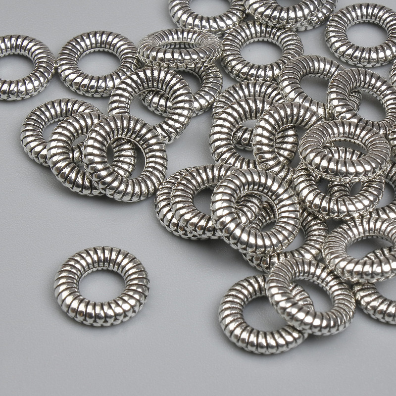 Bead Finding Inlay Bead Colour of Metal Silver, diameter 9mm± hole diameter 4.3mm± packaging ~35 pcs +