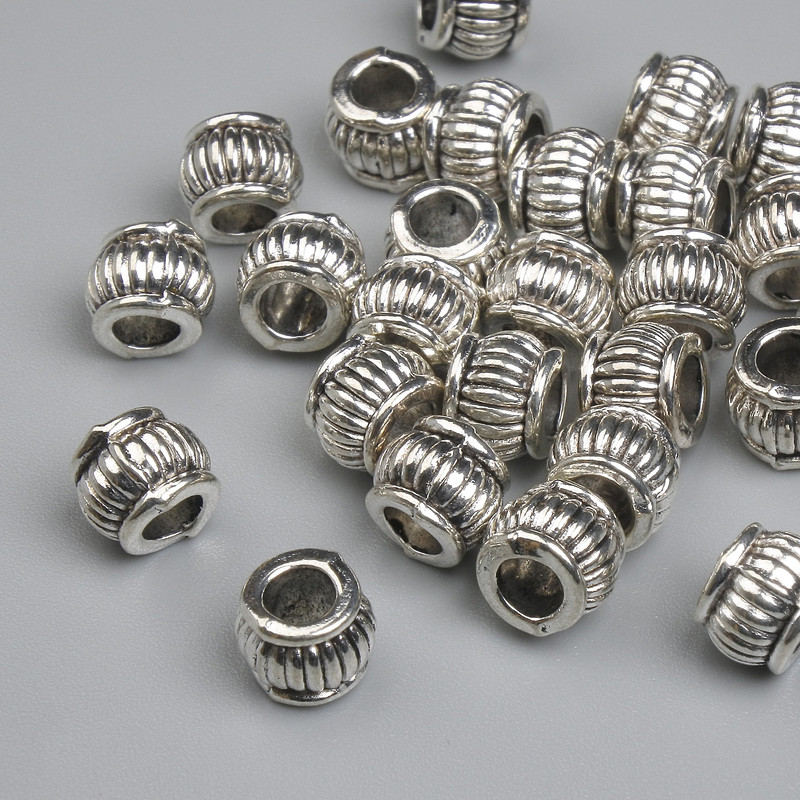 Bead insert in silver colour metal, diameter 6×5mm± hole, diameter 3.2mm± packaging ~26 pcs +