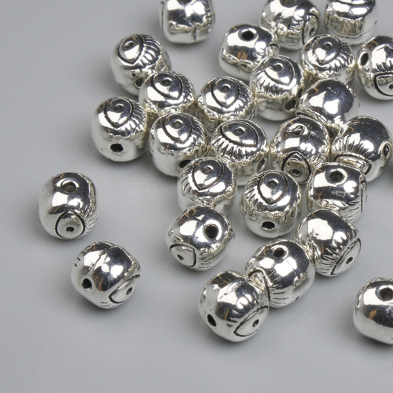 Bead Finding Insertion in Silver Metal Colour, 6mm Ø+- hole 0.7mm+- packaging 20g ~27pcs.
