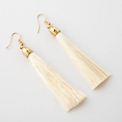 Earrings 'Tassel' Elephant Ivory, length 8cm, metal colour 'gold'