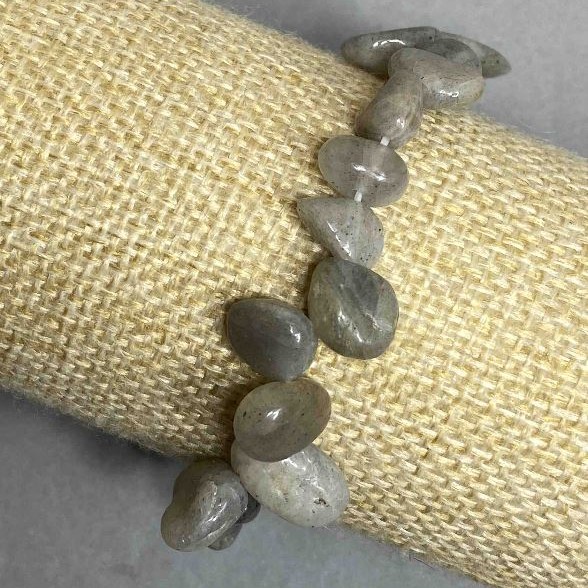 Labradorite Faceted Bracelet 8-15×7-12mm +-, length 18cm stretch