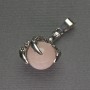 Pendant Pink Quartz Paw with Bead 18x37mm± silver-coloured metal