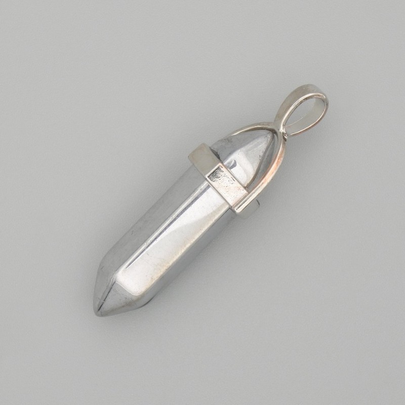 Hexagonal glass pendant with silvered coating 4 cm+
