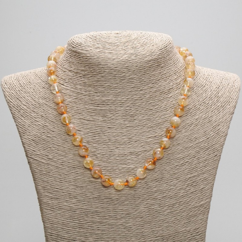 Citrine Beads smooth ball 8mm dia., length 45cm +/- with clasp