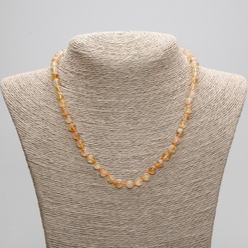 Citrine Bead Necklace - Smooth Round Beads, 6.5mm diameter, 45cm length with clasp