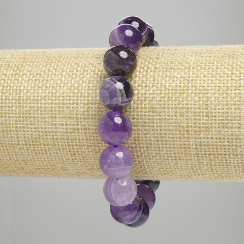 Amethyst Bracelet Smooth Bead 12mm +-, length 18cm +-, stretch
