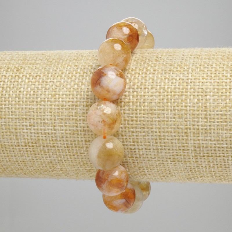 Bracelet Citrine Smooth Bead 12mm+-, length 18cm+- stretch