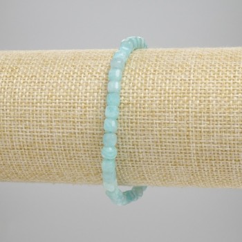 Amazonite Bracelet Faceted Cube, 4x4mm, stretchy, 18cm long