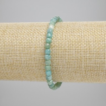 Amazonite Bead Bracelet Cube Cut, 4x4 mm diameter, stretch length 18 cm ±