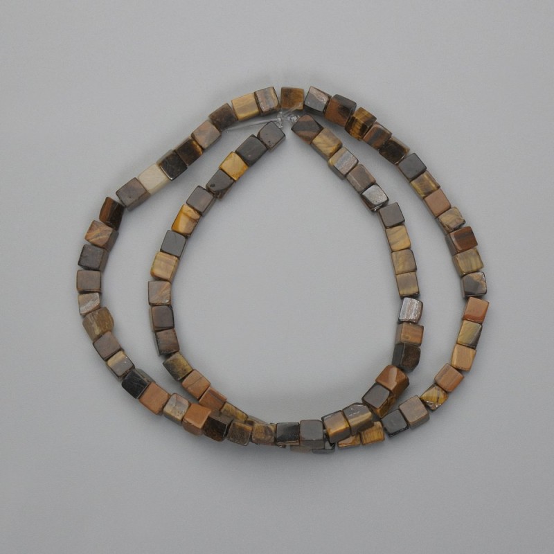 Tiger's Eye Beads Cube, diameter 4-4.5mm, length 38cm ± on thread