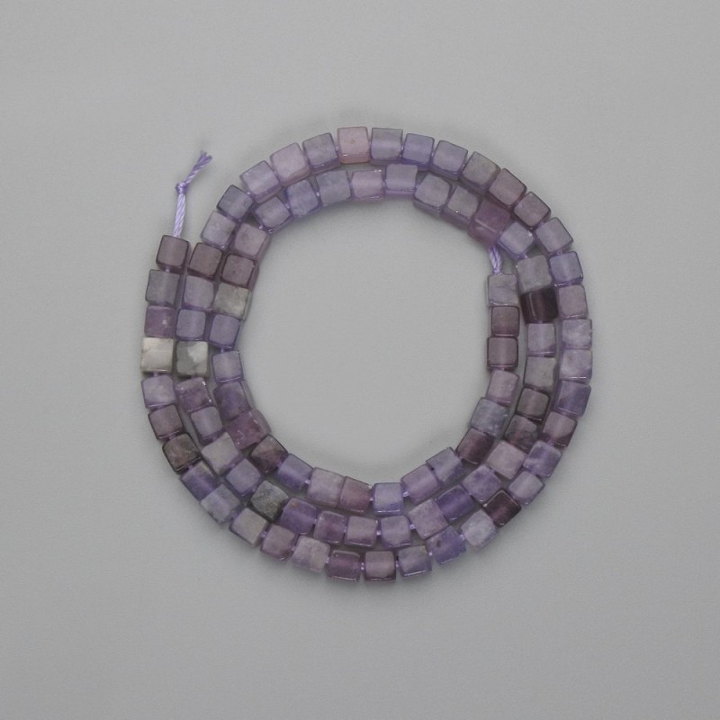 Amethyst Beads Cubes 4x4mm on Thread, 39cm length