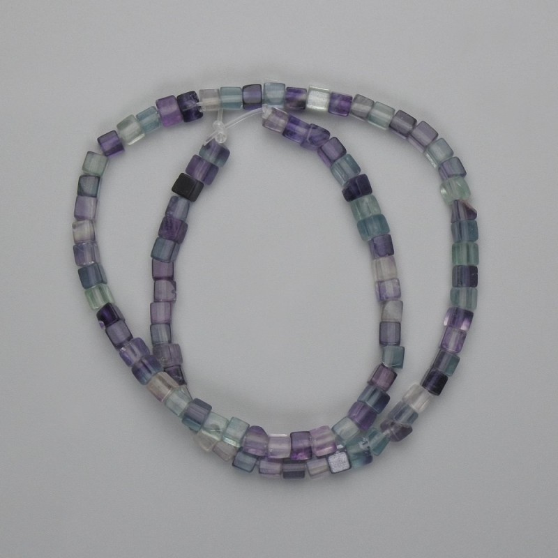 Fluorite Beads Cube, diameter 4x4mm +-, length 38cm +- on thread