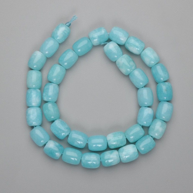 Aquamarine Barrel Beads, 10 mm diameter, 5x9mm±, 38cm± length on thread