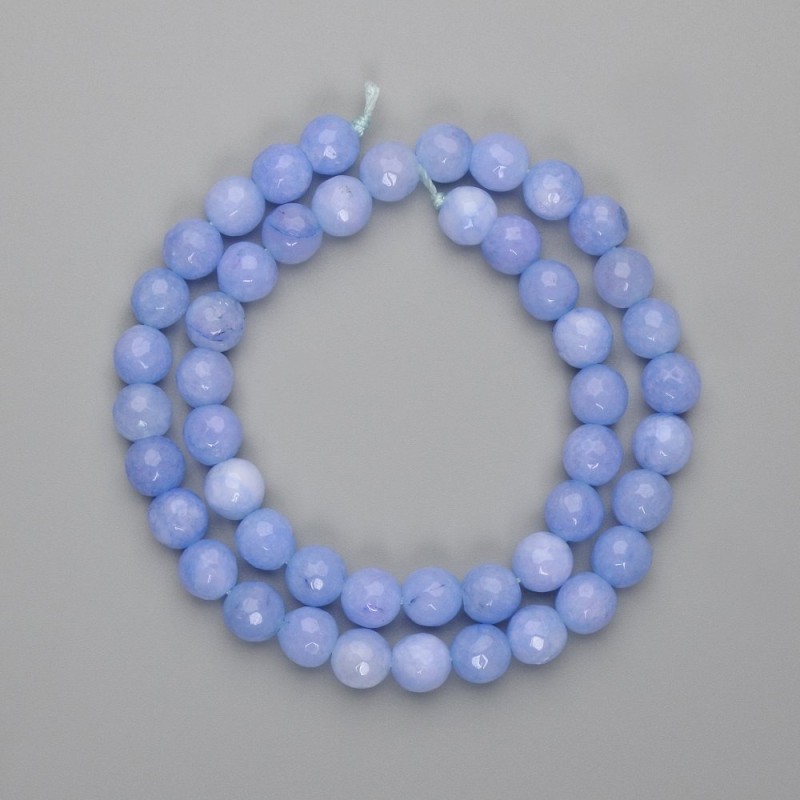 Aquamarine Beads faceted round bead, 8mm diameter ±, length 37cm ± on thread