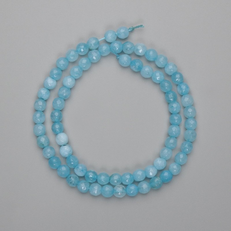 Aquamarine Beads faceted ball 5.5mm, on a thread, length 38cm ±