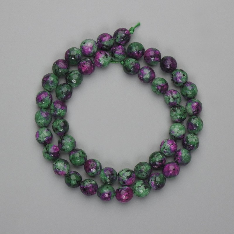 Zoisite beads faceted round bead, diameter 8mm ±, length 37cm ± on a thread