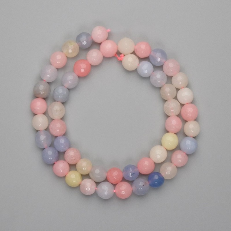 Morganite Beads faceted round bead, 8mm diameter, thread length 38cm ±
