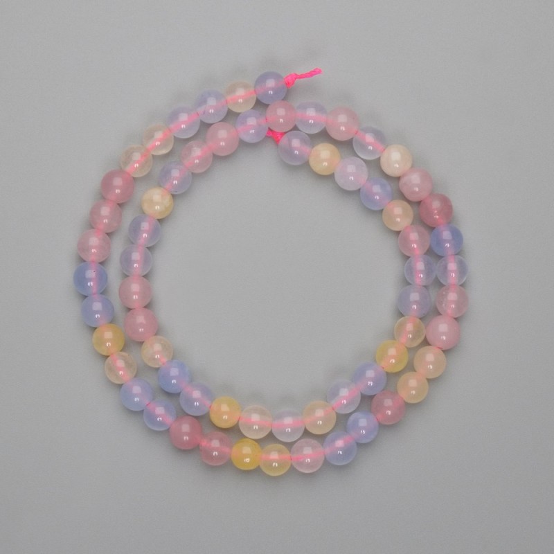 Morganite Beads Smooth Sphere 6mm, 38cm length on thread