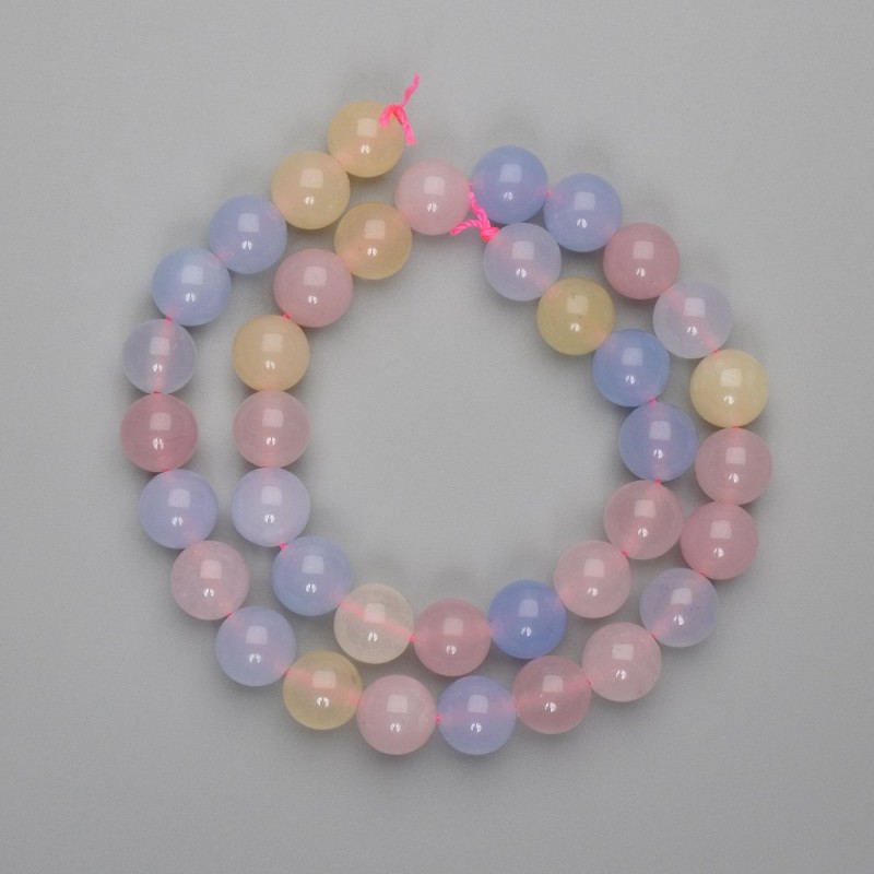 Morganite Beads smooth ball 10mm diameter on thread 38cm+/-