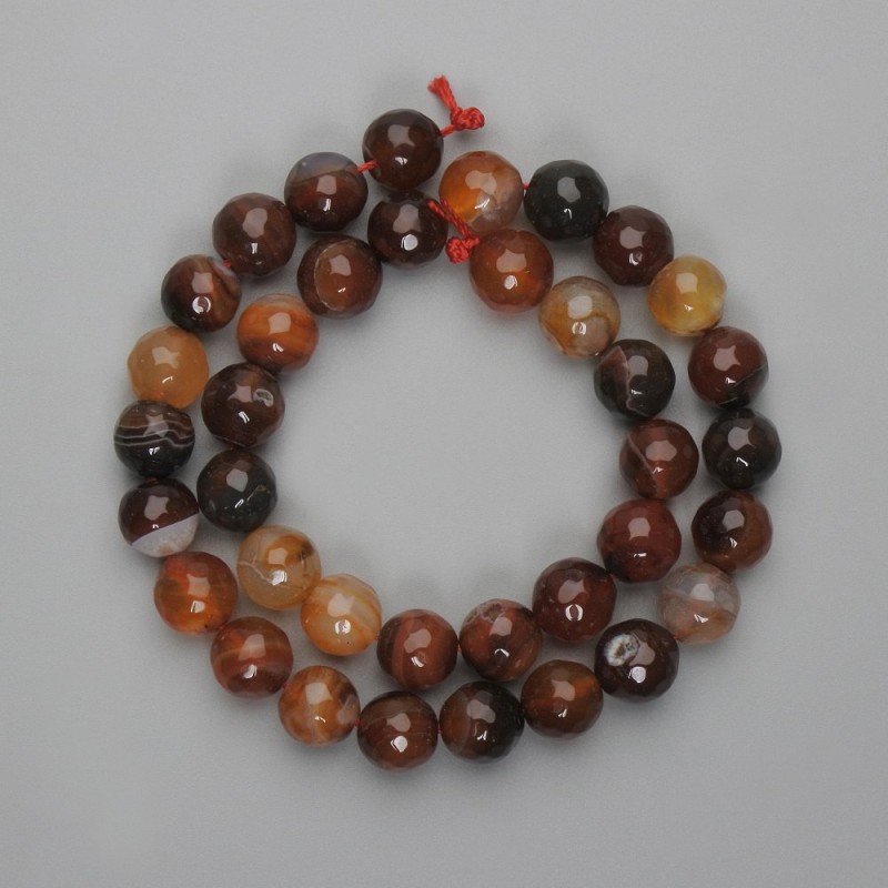 Faceted Agate Beads 10mm, on thread, 36cm length