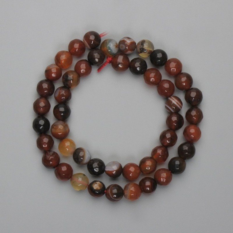 Agate Beads, Faceted Round, 8mm Diameter, 35cm+- on Thread