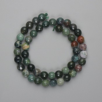 Moss Agate Beads Faceted Round 8mm, 36cm on Thread