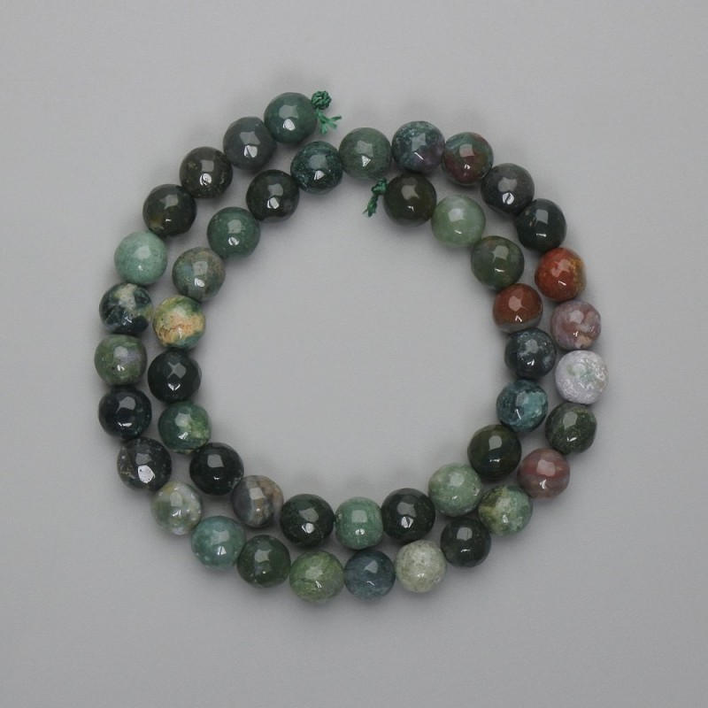 Moss Agate Beads Faceted Round 8mm, 36cm on Thread