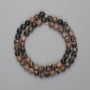 Rhodonite Beads Faceted Ball 6mm, on Thread, 35cm approx