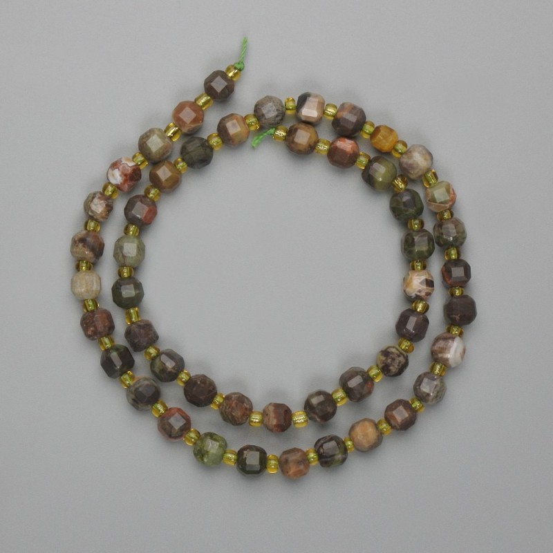 Landscape Jasper Beads Faceted Cubes, 6mm square, 38cm on thread