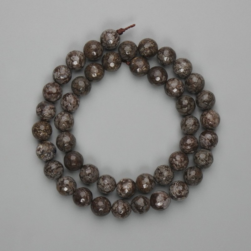 Coffee Jasper Faceted Beads Round 8mm, 38cm Length on Thread