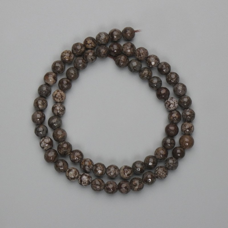 Coffee Jasper Beads faceted round 6mm diameter, 36cm long on a thread
